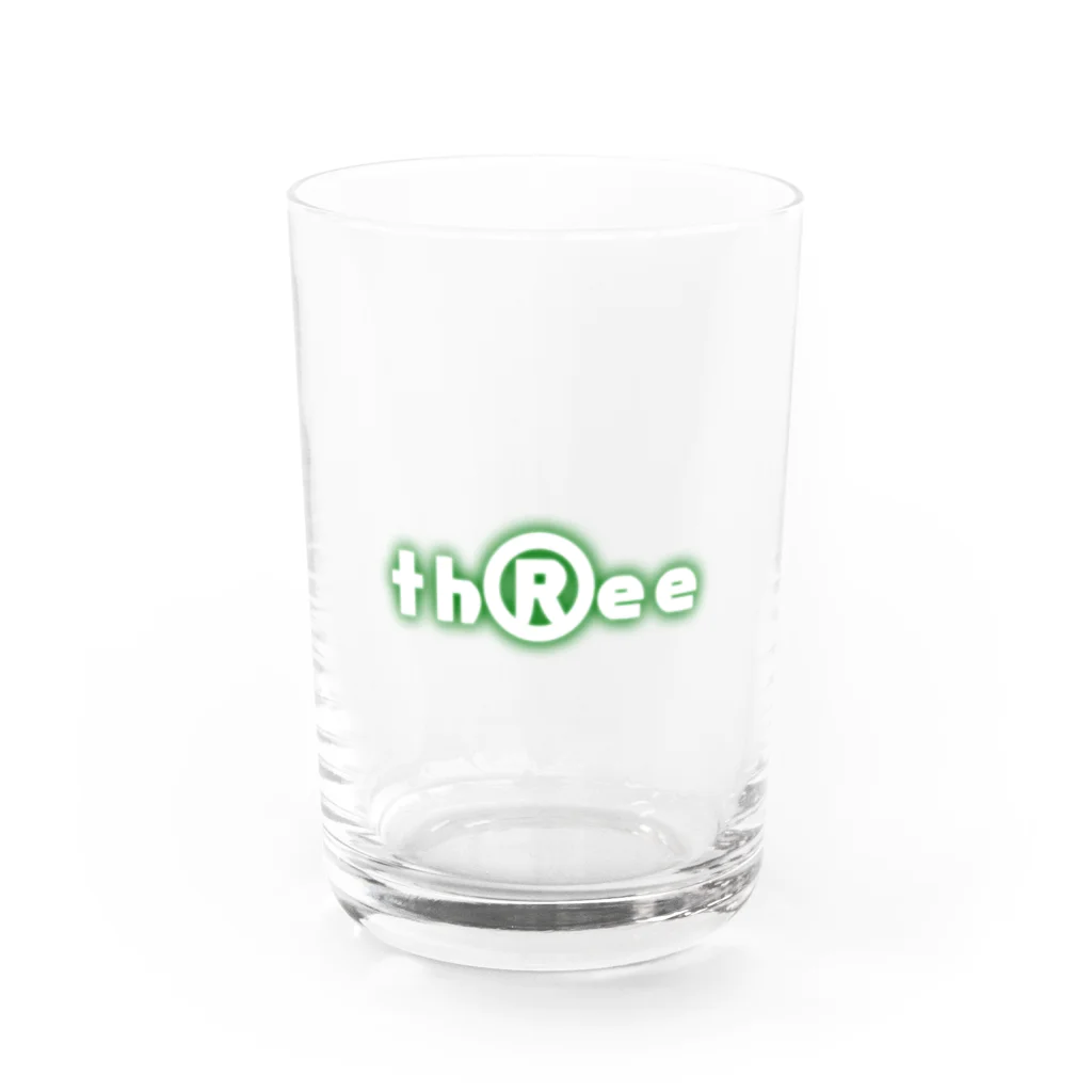 th®︎eeのthree LOGO NEON ForestGreen Water Glass :front