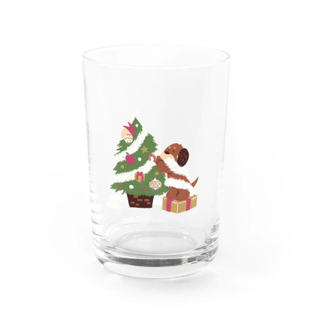 ひらりのクリスマスの飾り付けをするうさりんご Water Glass :front