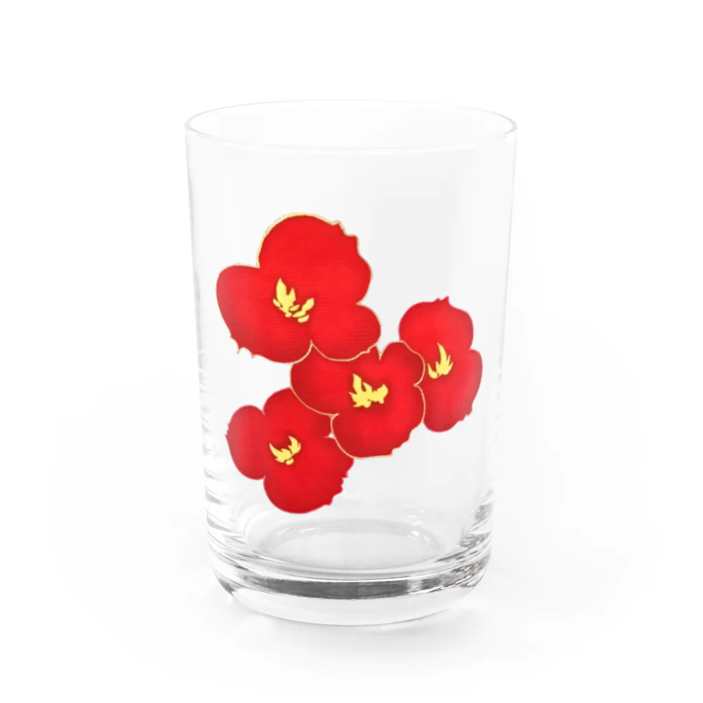 まむらさきの赤い花 Water Glass :front