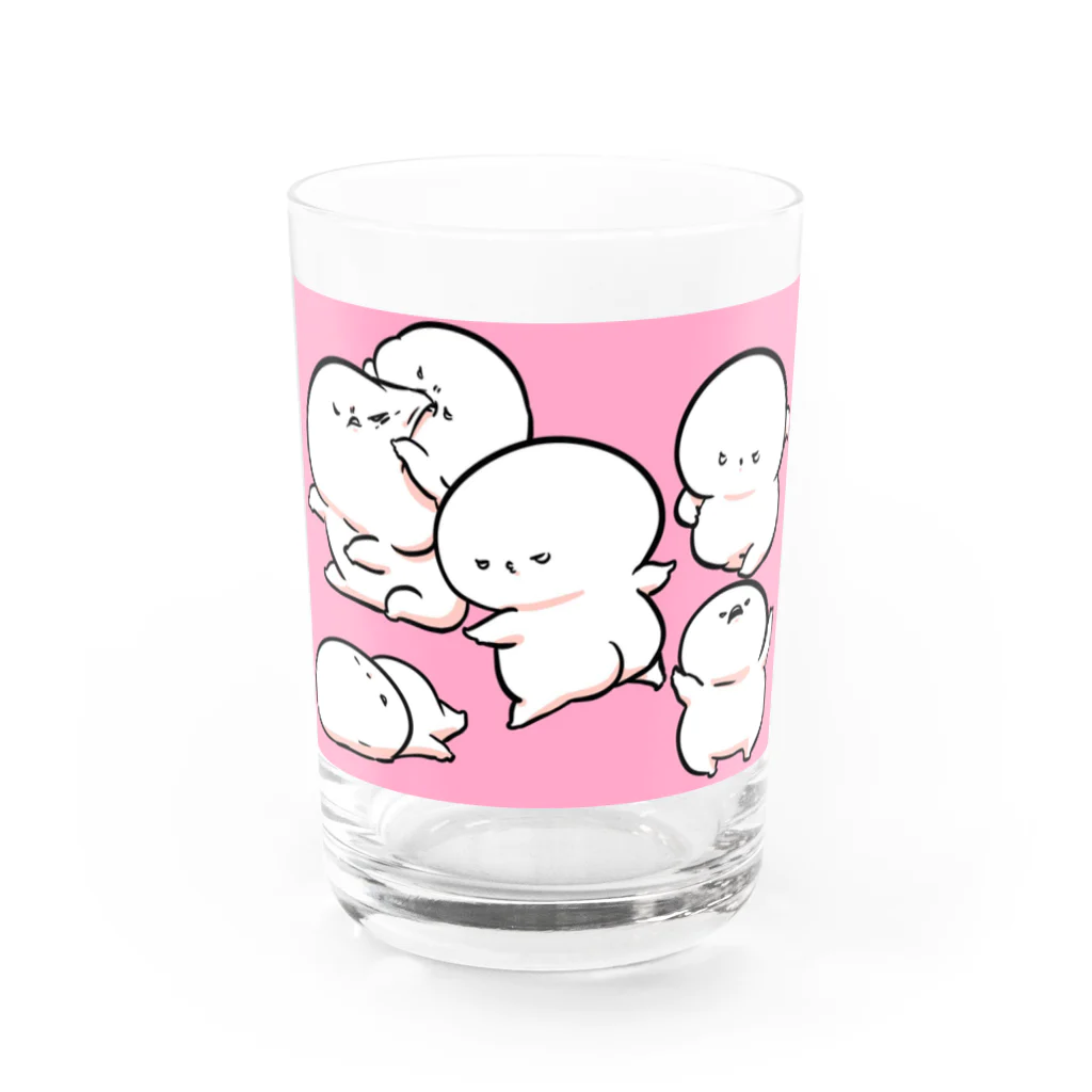 めめと屋の増えるマシュマロたち Water Glass :front