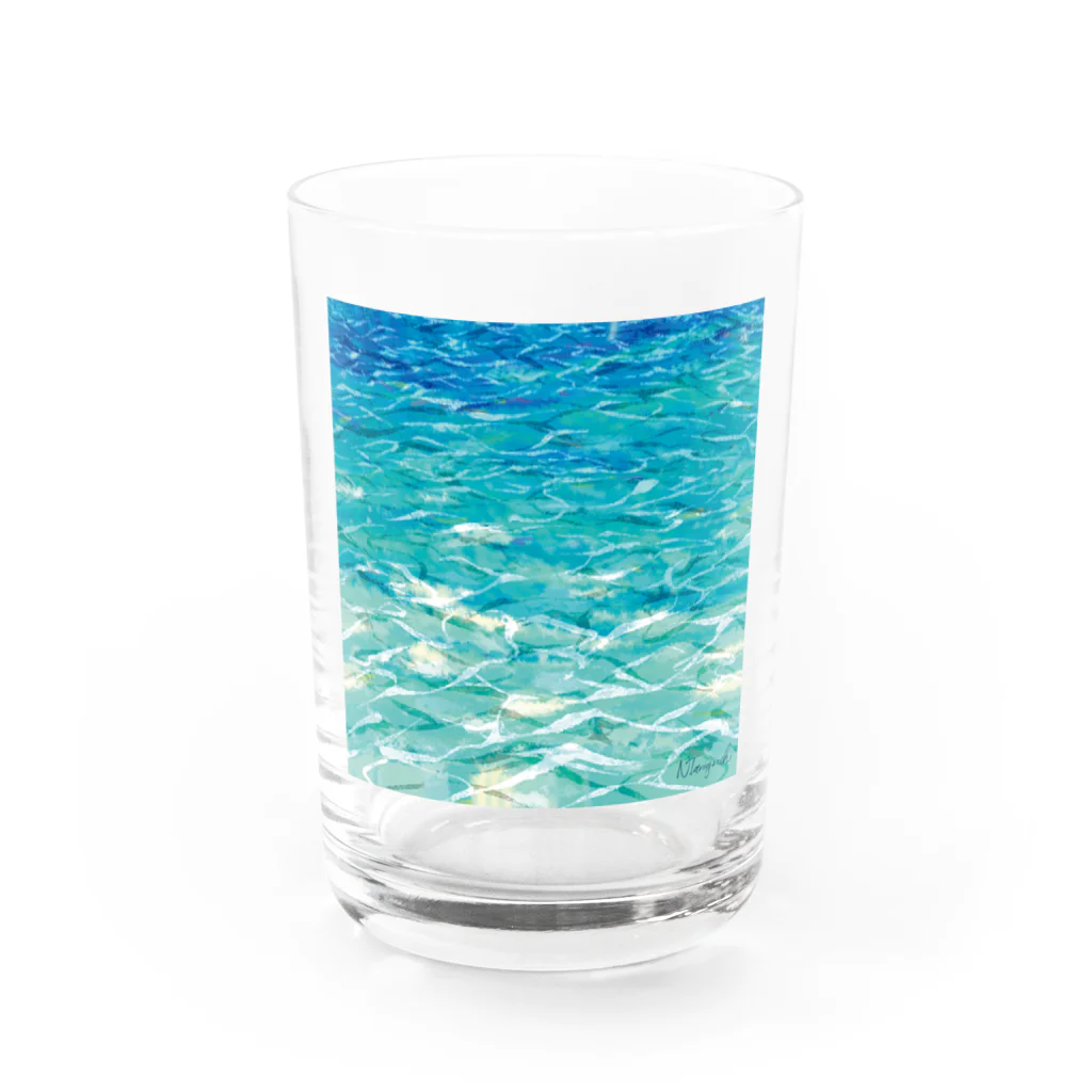 クロウタアートワーク@沖縄のEmerald sea Water Glass :front