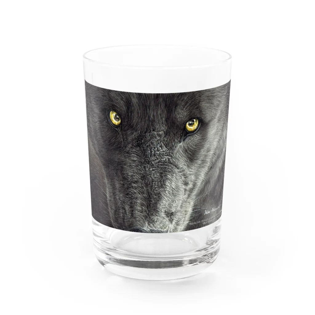 アラスカ野生動物画家きむらけいのBLACK WOLF Water Glass :front