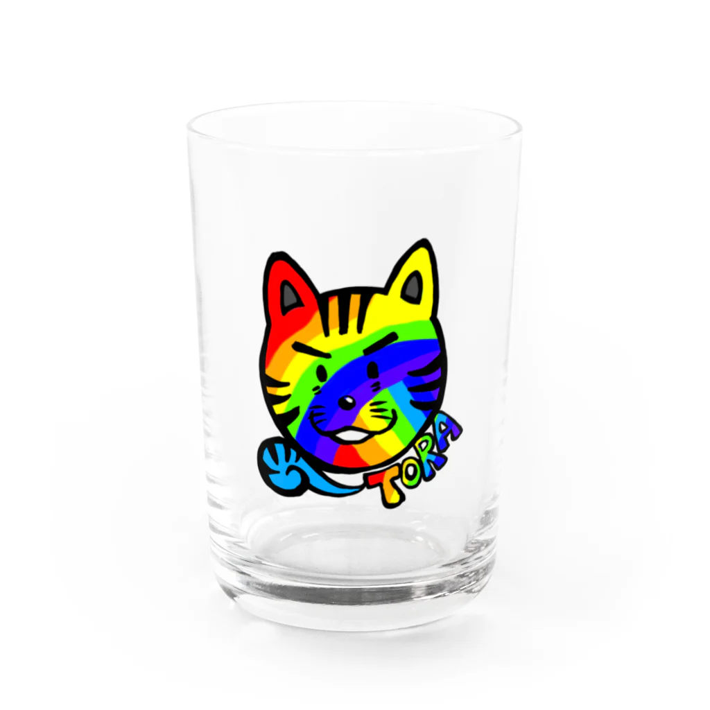 TOMMY★☆ZAWA　ILLUSTRATIONのTORAくん(Rainbow) Water Glass :front