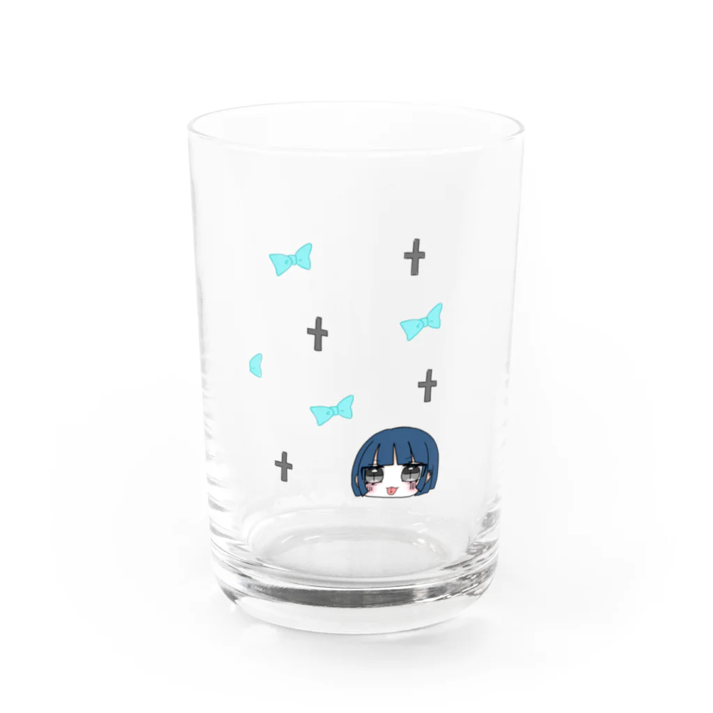 柚子音の蒼髪少女(ピアス) Water Glass :front