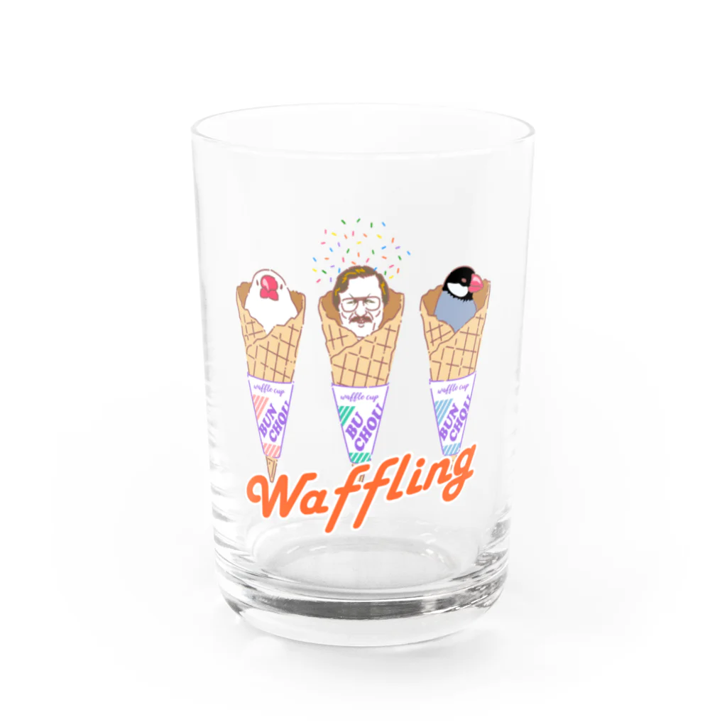 EASEのwaffling 文鳥と部長 Water Glass :front