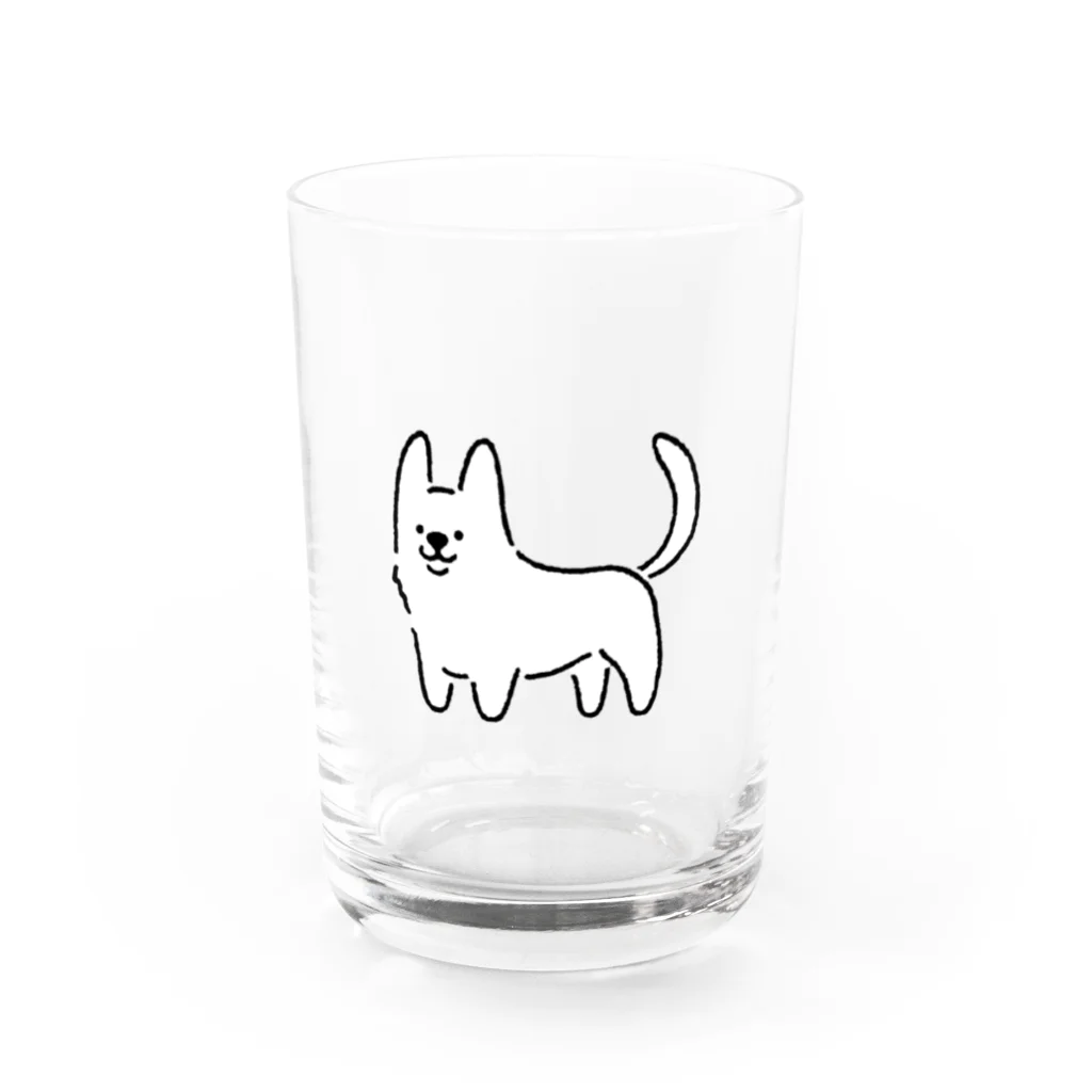 サメ わりとおもいのコーギー真っ白しっぽ Water Glass :front