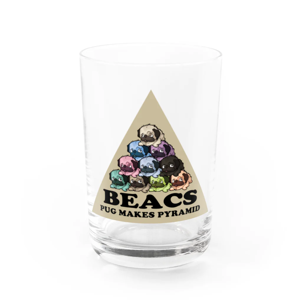 BEACSのピラミッドパグ Water Glass :front