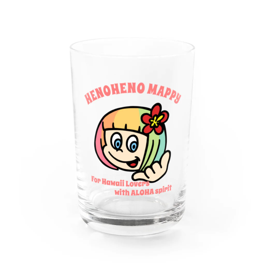 ハワイが大好きな女の子『HENOHENO MAPPY』のメインロゴ愛のメッセージ(ハワイを愛するあなたへ) グラス前面