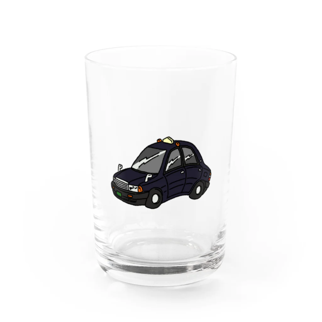 サメ わりとおもいの黒っぽいタクシー Water Glass :front