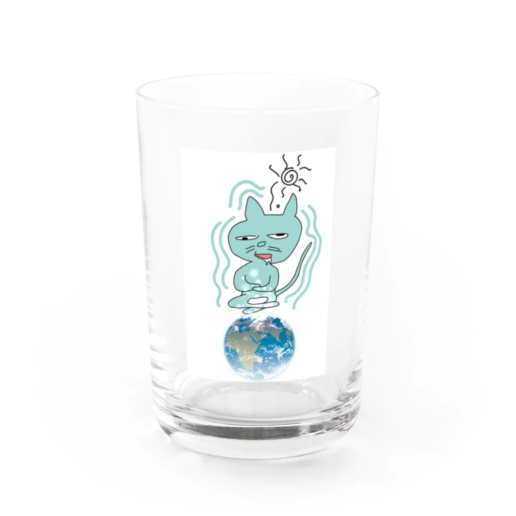 猫　ネコ　ねこの悟り猫　 Water Glass :front