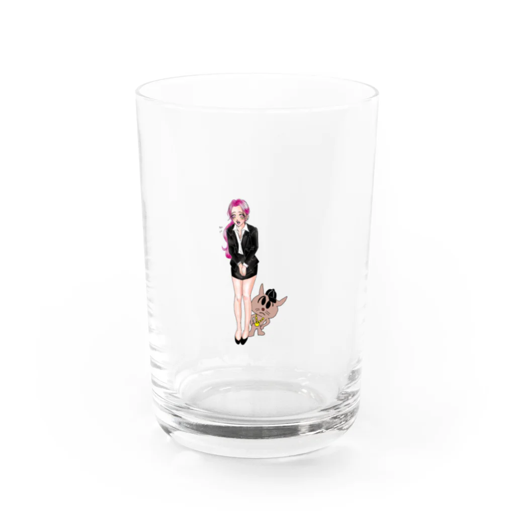 猫　ネコ　ねこの猫の秘書（謝罪ver） Water Glass :front