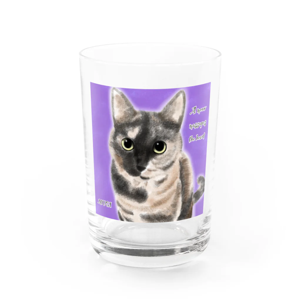 ひげ猫マリオのサビ猫 ムギちゃん Water Glass :front