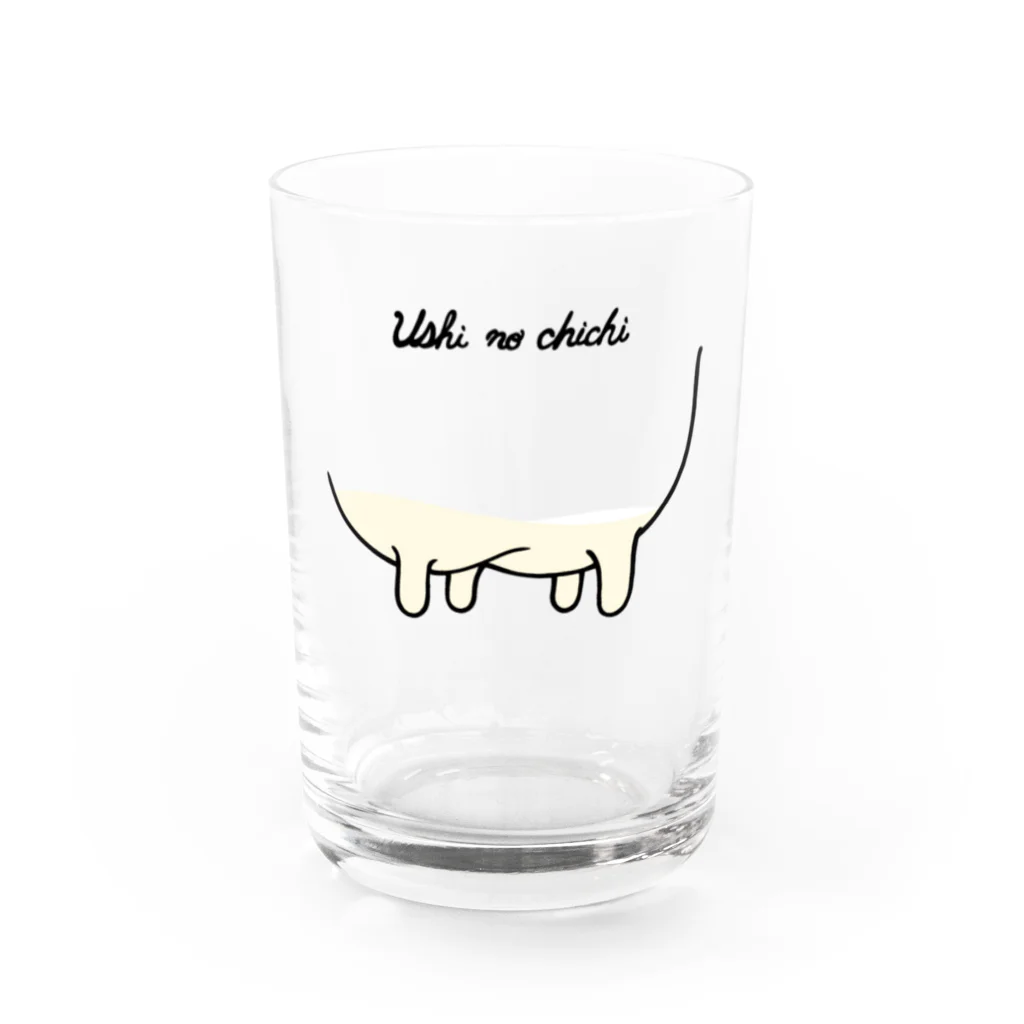 ふとんにおぼれるの牛の乳　ミルク入り Water Glass :front