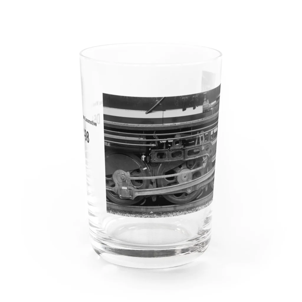 ヴィンテージ鉄道写真グッズの店のD51形蒸気機関車の動輪 （モノクロフォト） Water Glass :front