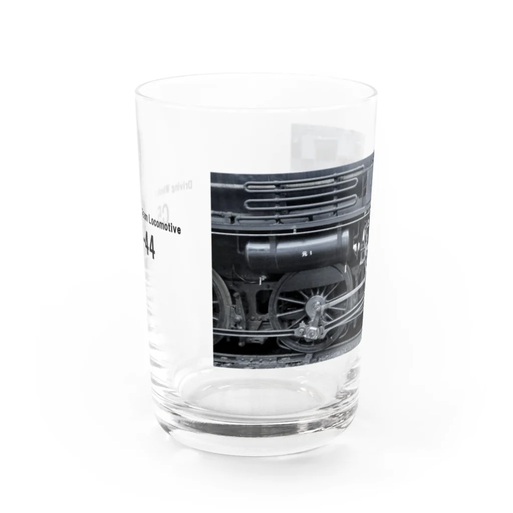 ヴィンテージ鉄道写真グッズの店のC56形蒸気機関車の動輪 （モノクロフォト） Water Glass :front