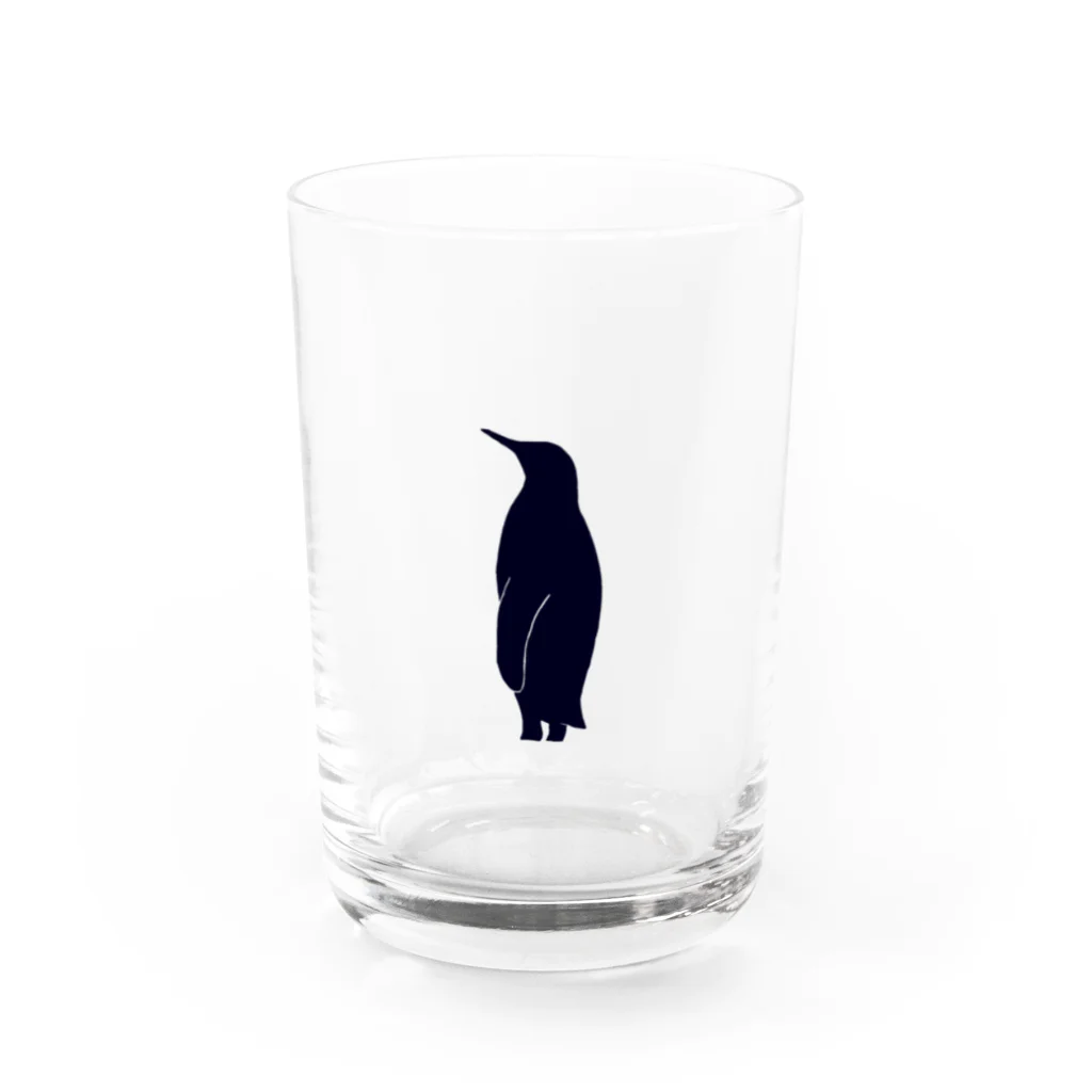 どうぶつがいっぱいのシンプルペンギンシルエット Water Glass :front