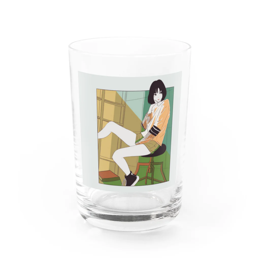 絵描き屋さんタクティスのキマッテル女の子 Water Glass :front