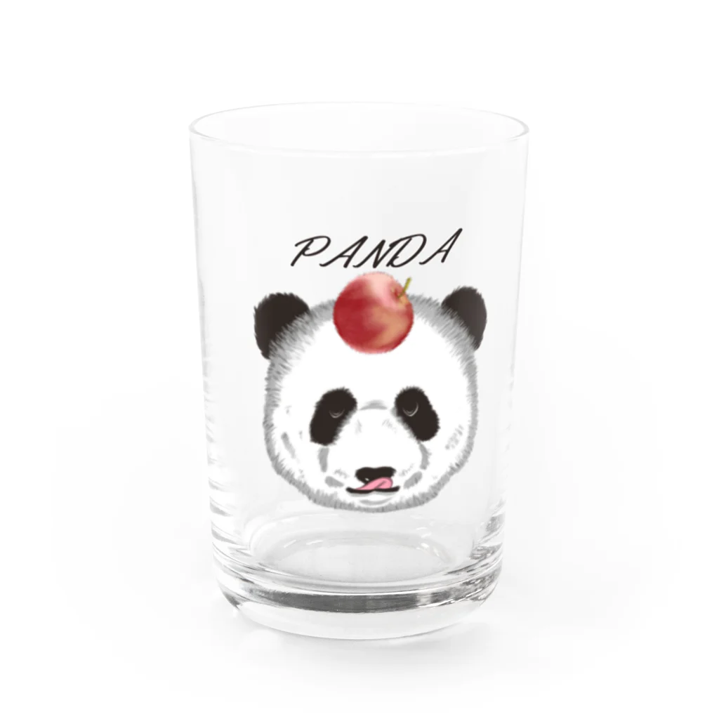 田中ザビエル世界のどうぶつの食いしん坊リアルパンダりんご Water Glass :front