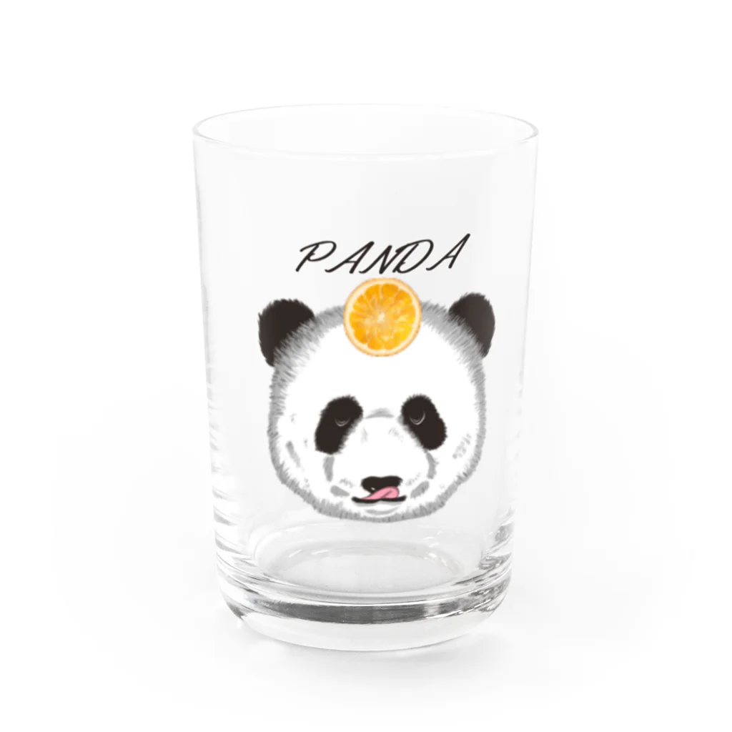 田中ザビエル世界のどうぶつの食いしん坊リアルパンダオレンジ Water Glass :front