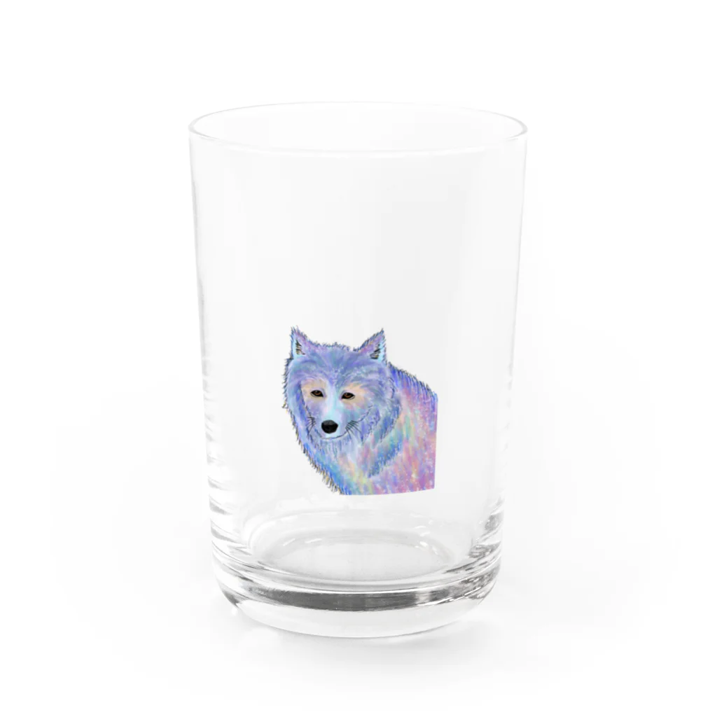 きらきらのオーロラオオカミ Water Glass :front