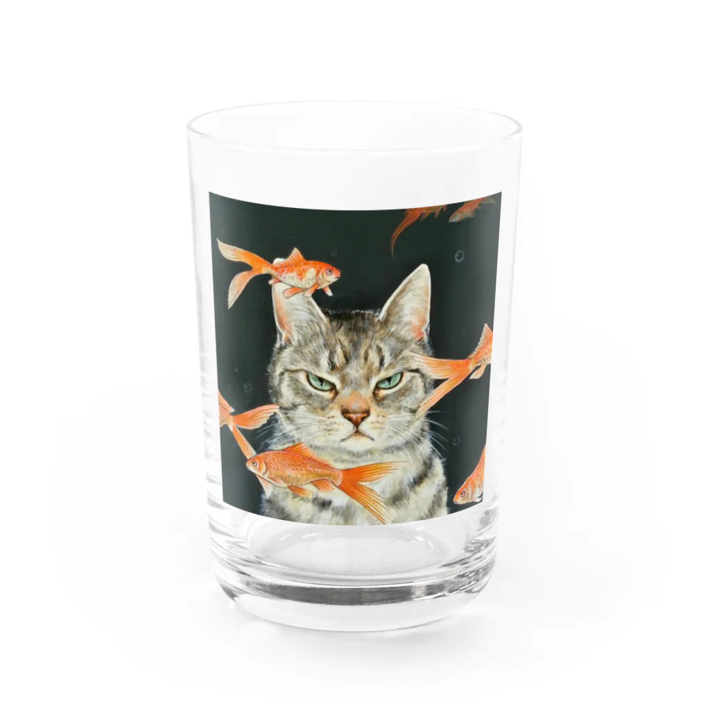 おちょぴの金魚と猫 Water Glass :front