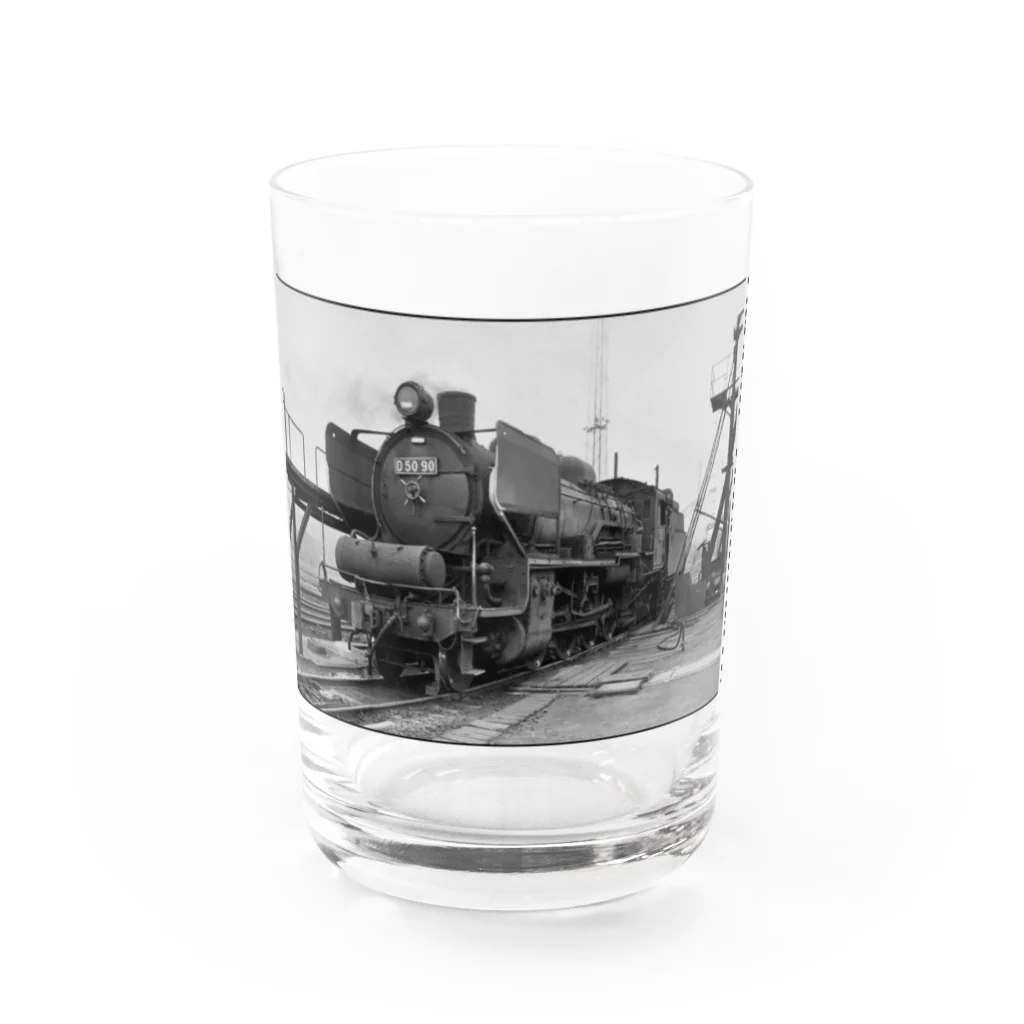 ヴィンテージ鉄道写真グッズの店の蒸気機関車 D5090 国鉄 直方駅にて Water Glass :front