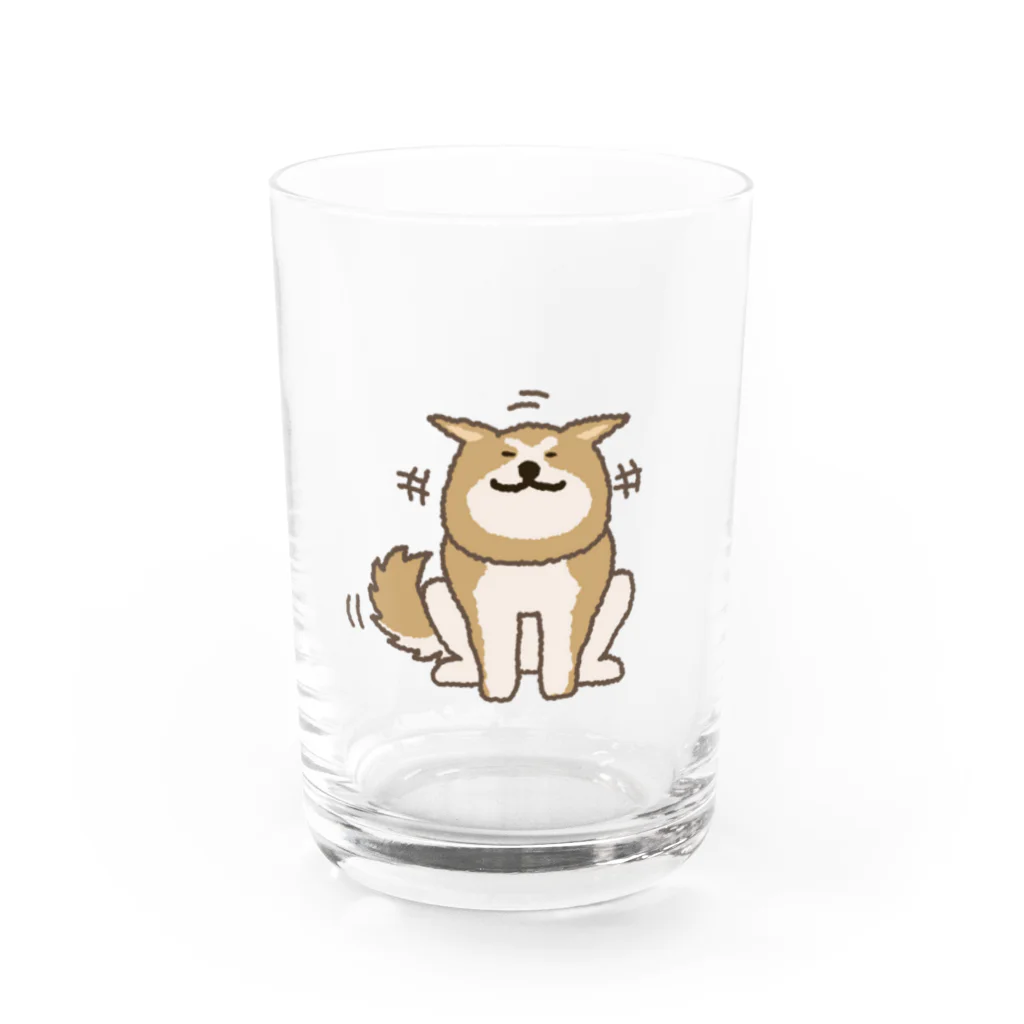 しばじるしデザインのあっあっあきた犬（ニコニコ） Water Glass :front