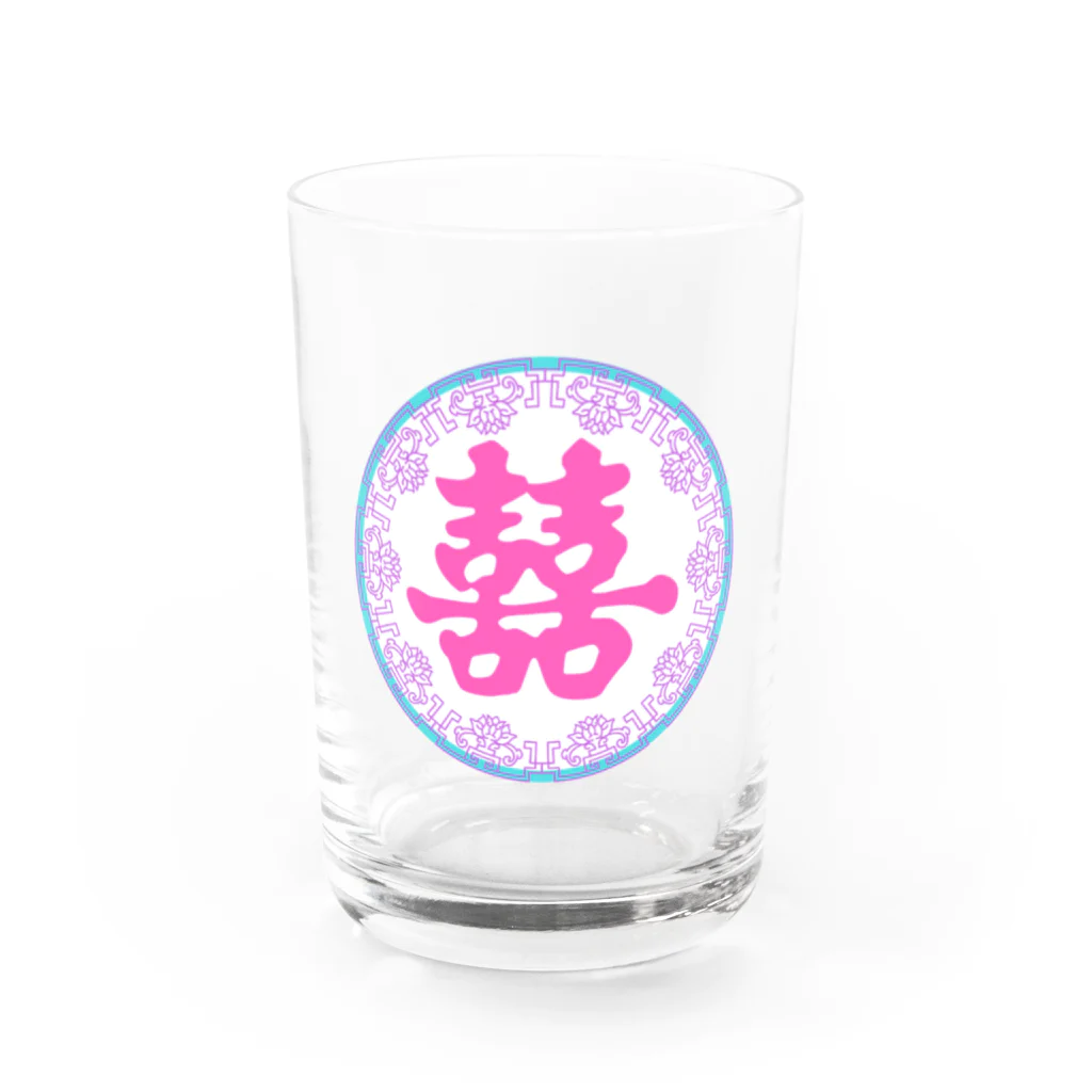 鳴くよメジロのゆめかわ双喜紋・丸 Water Glass :front