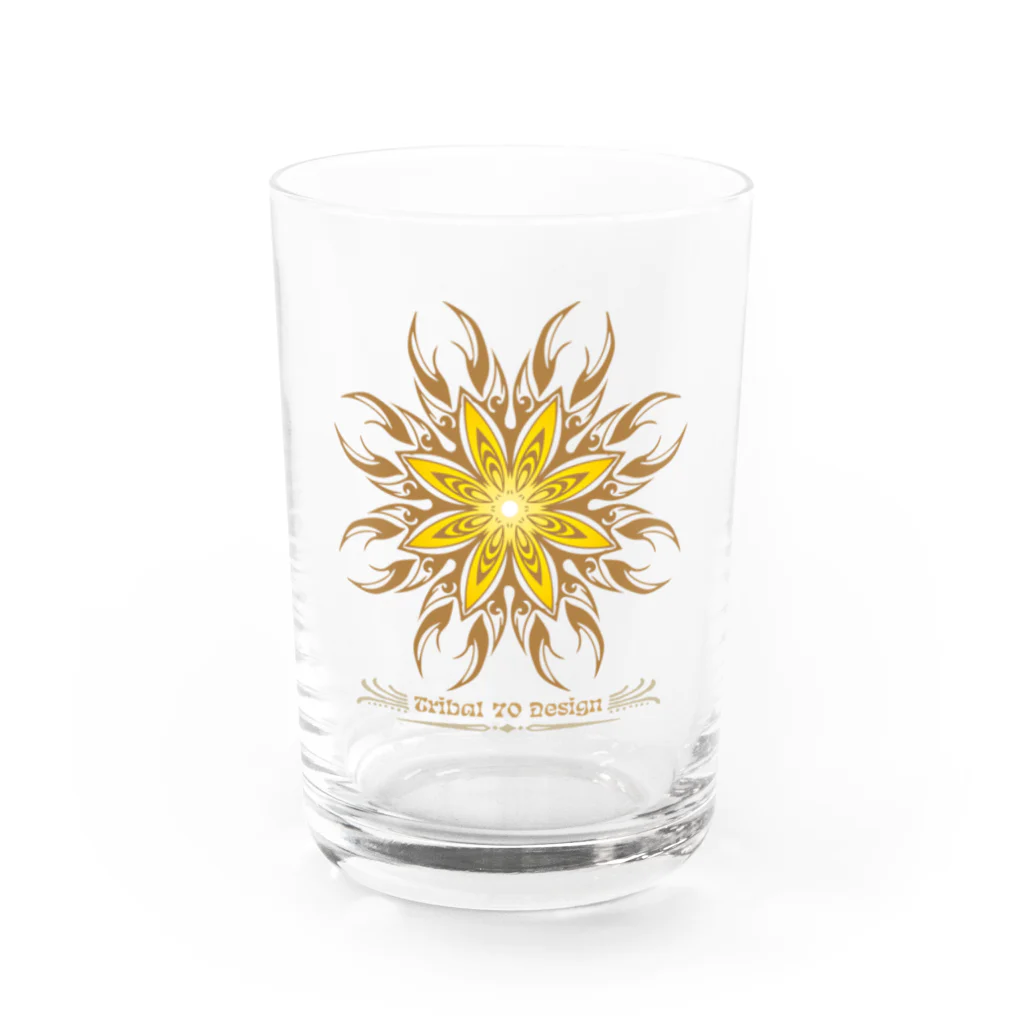 Tribal 70 Designの太陽＋花 Water Glass :front