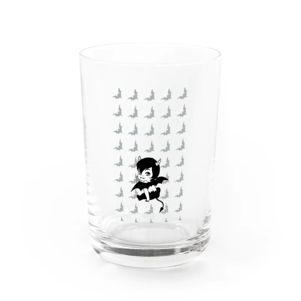 あぐり堂のデビル（モノクロ) Water Glass :front