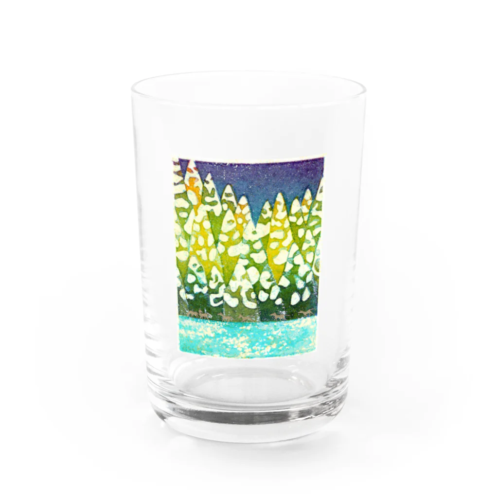 版画舎かちの【shijima】…雪景色に馬… Water Glass :front