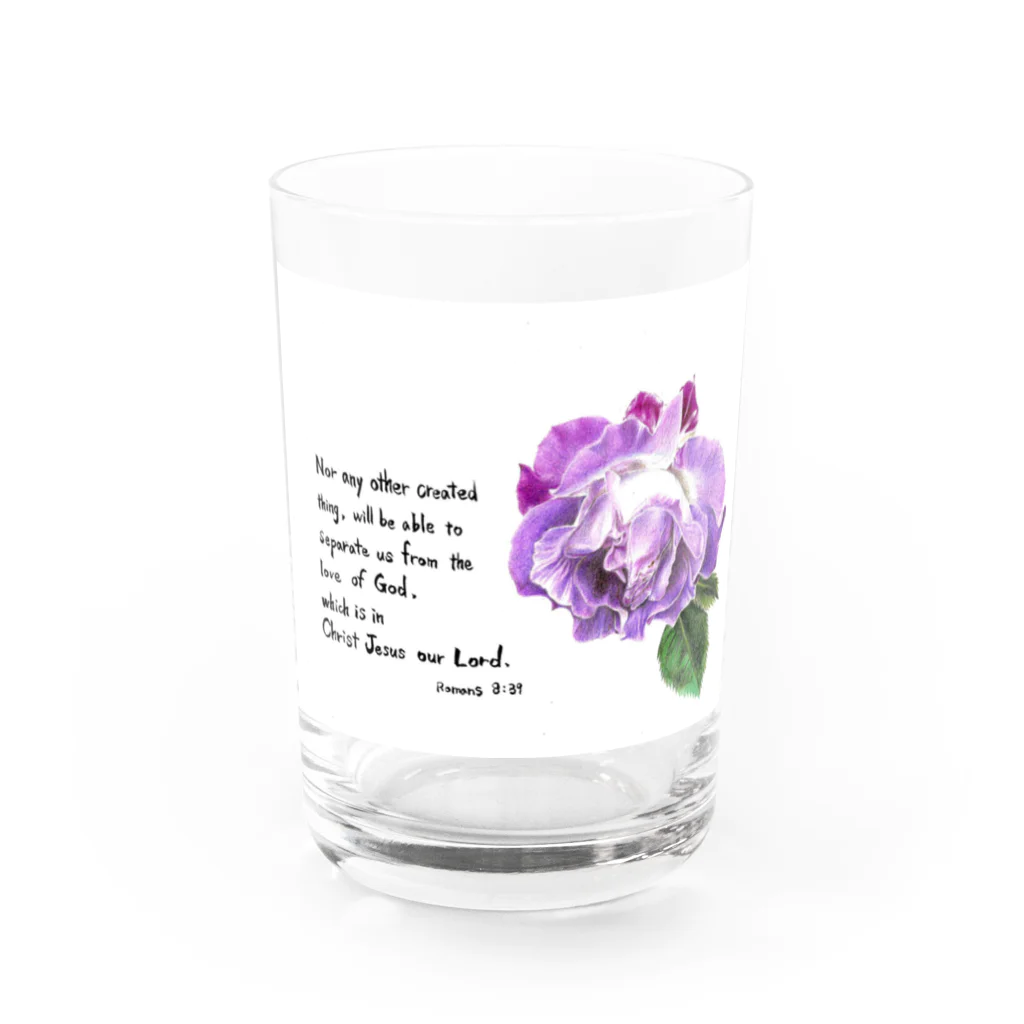 主はぶどうの木の紫のバラ Water Glass :front