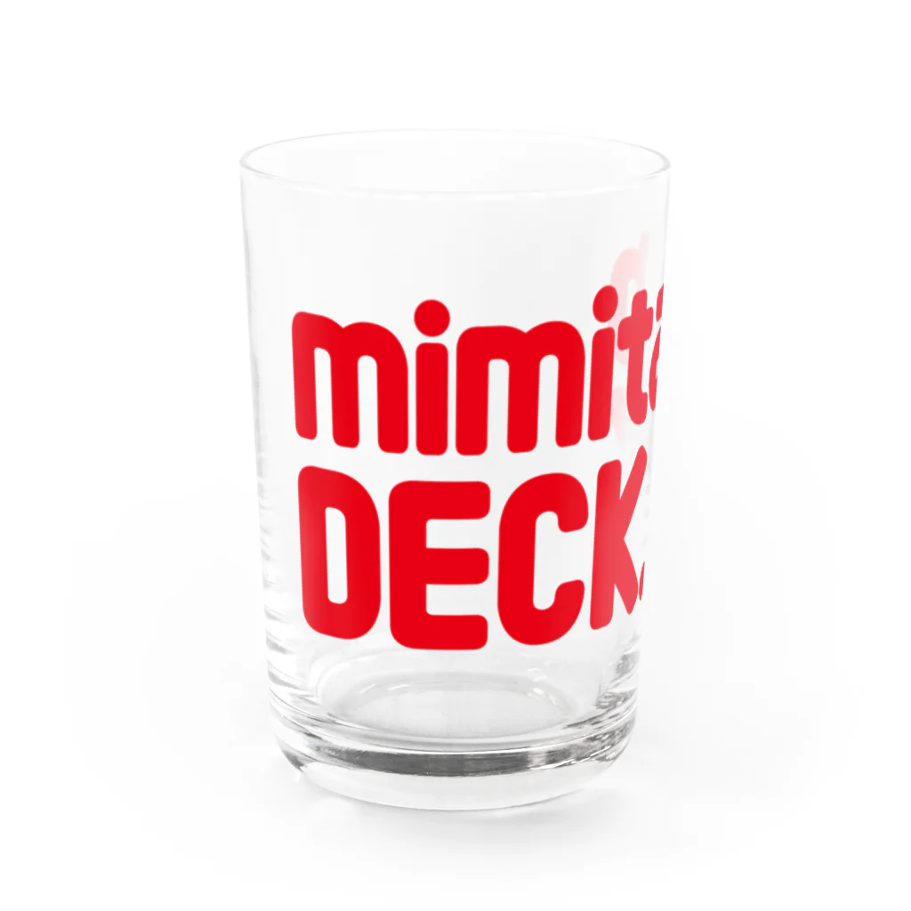 mimitabDECK.Kの耳たぶでっけー（赤ロゴ） Water Glass :front