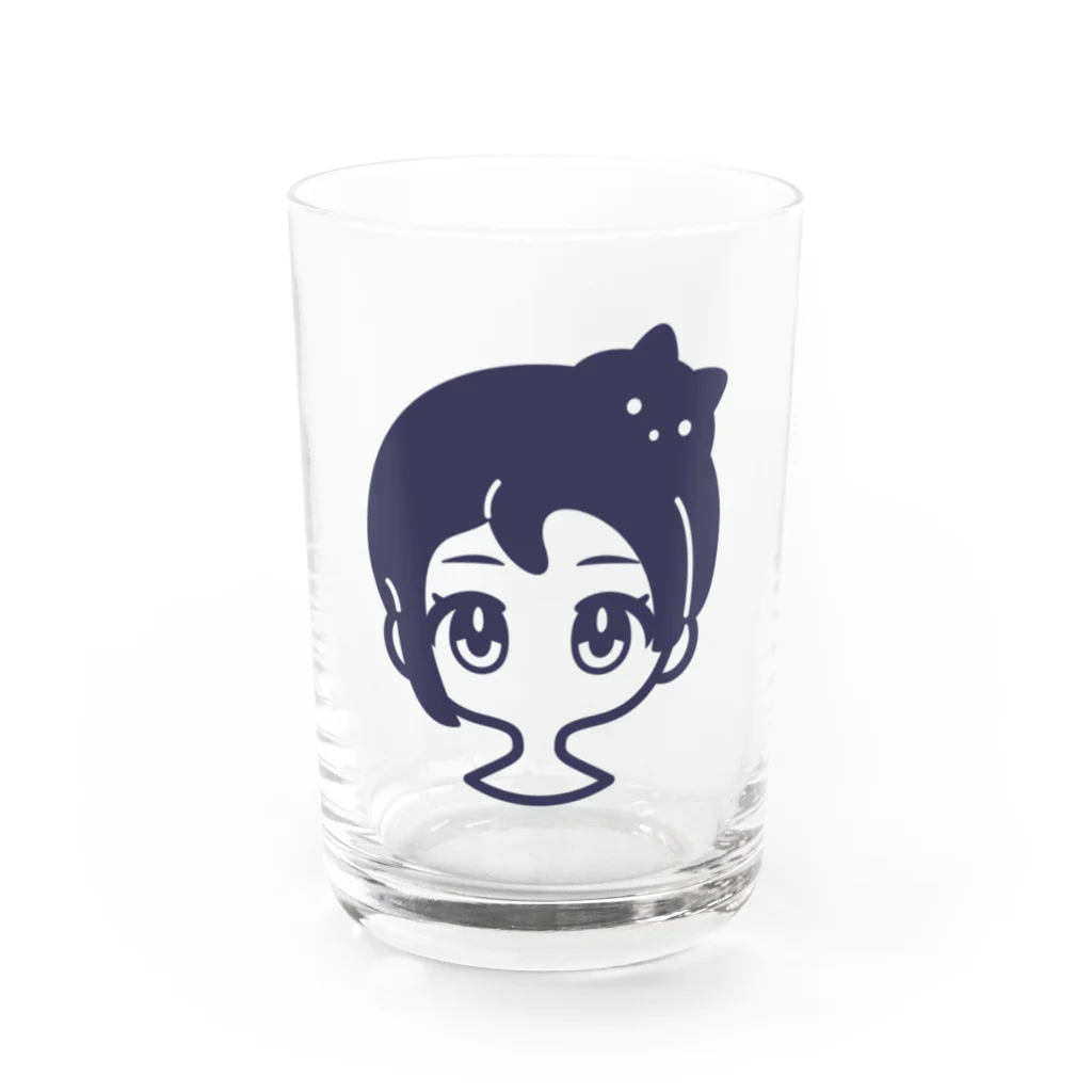 AI作家さむねこの作品集のクロネコアタマ Water Glass :front