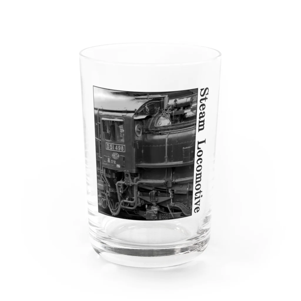ヴィンテージ鉄道写真グッズの店のD51498 運転席周辺 黒いレタリング （モノクロフォト） Water Glass :front