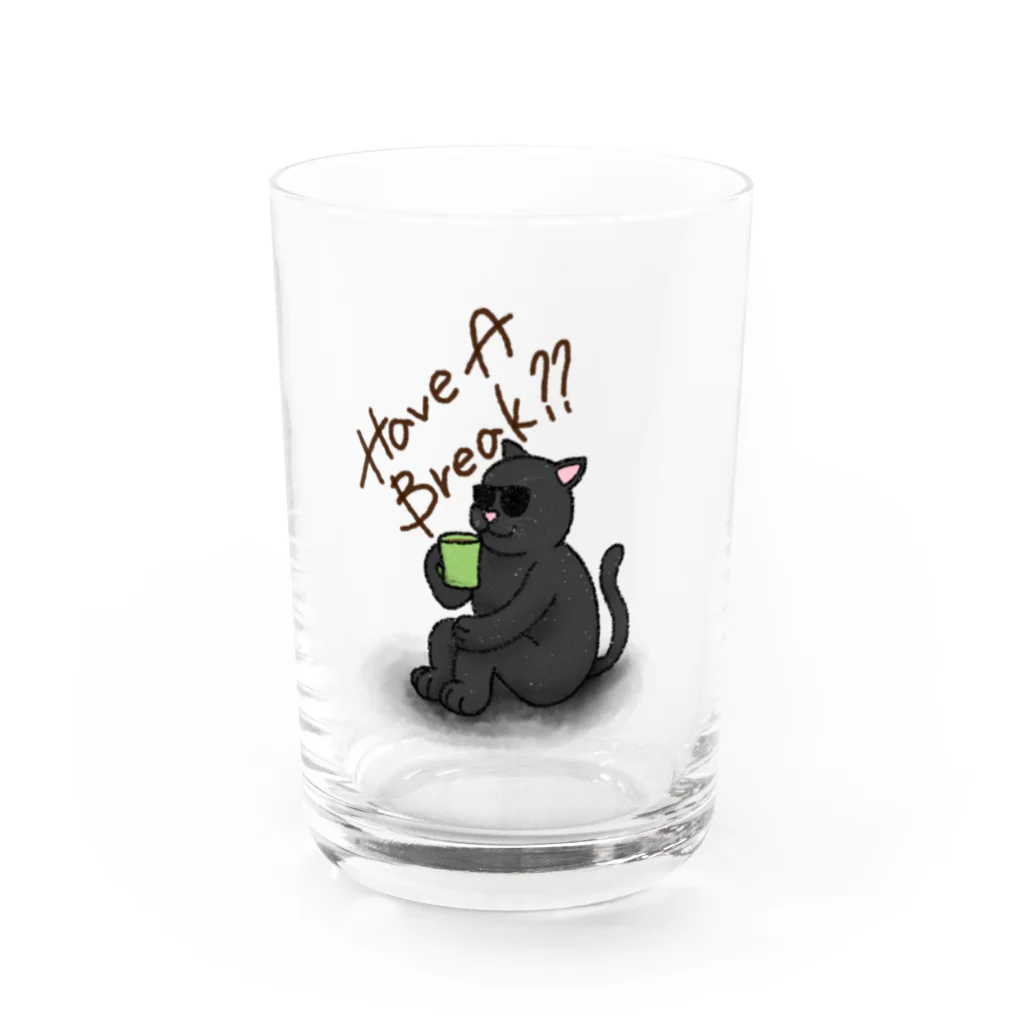 ぐらさんくろねこのくろねことこーひー Water Glass :front