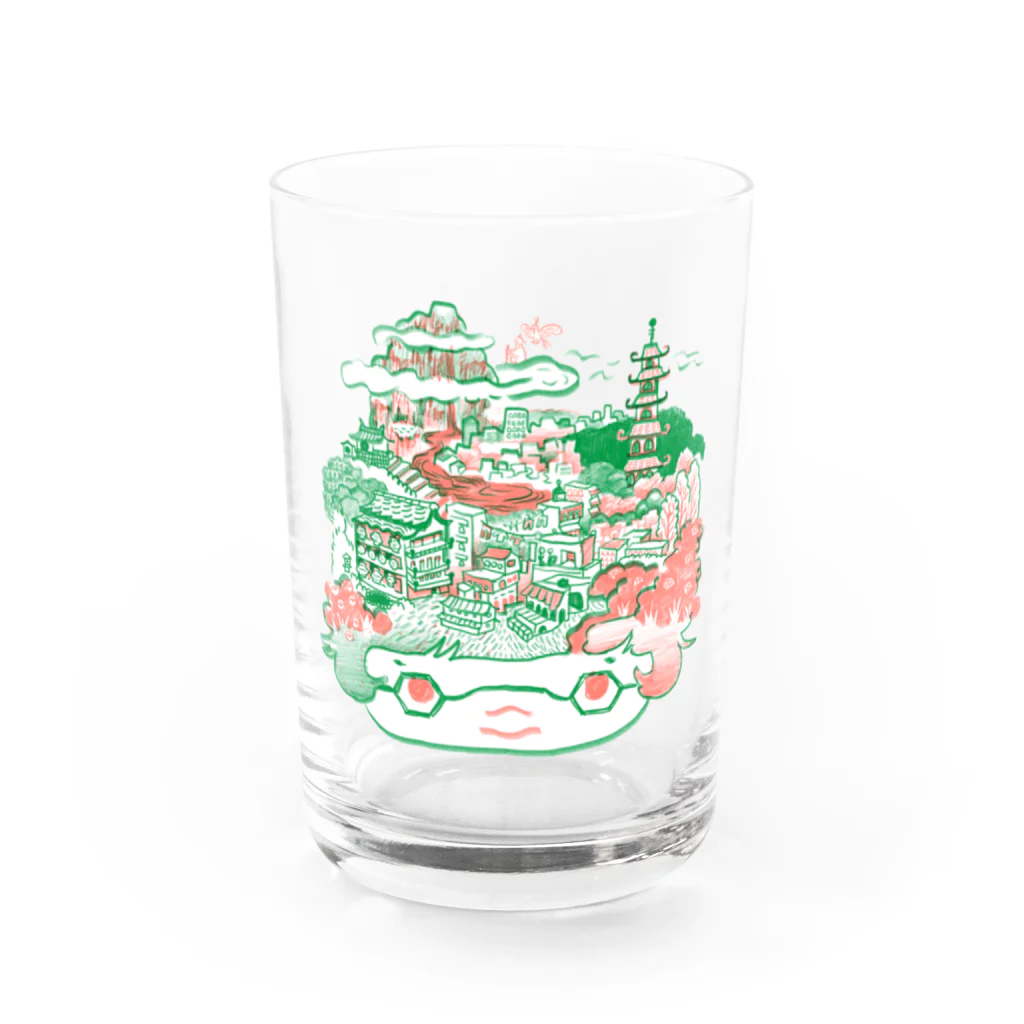 惑星2815の顔ちゃん　（仙人のいるまち） Water Glass :front