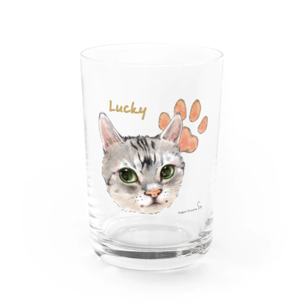 なにぬ猫-YAのうちの子にくきゅうポートレート★Lucky グラス前面