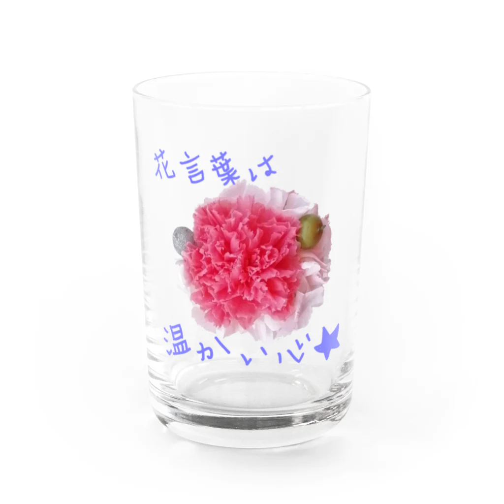 お花の双葉の濃いピンクカーネーション(花言葉) Water Glass :front