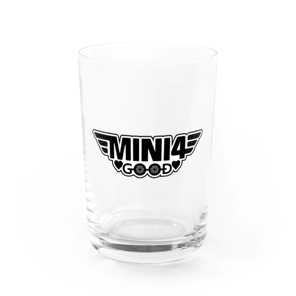 mini4goodのmini4goodロゴブラック Water Glass :front