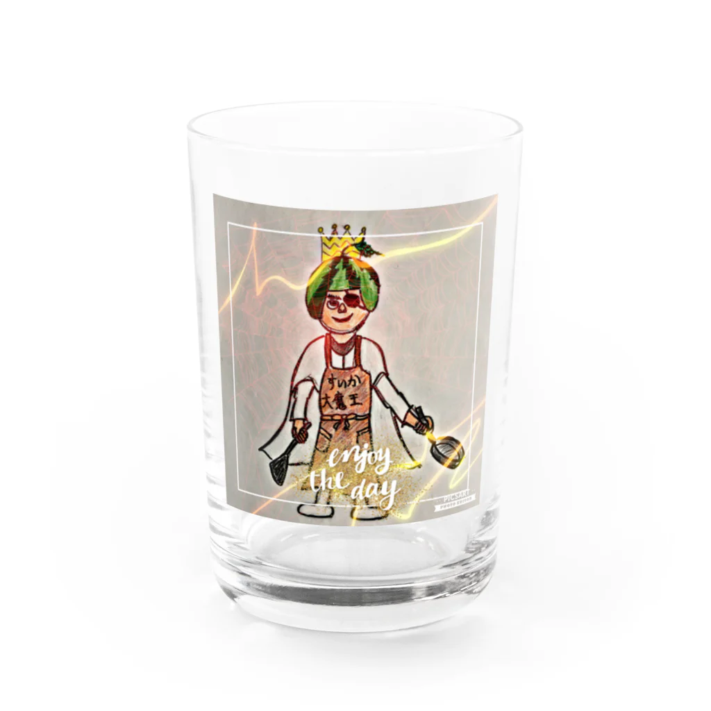 きどちゃん企画のすいか大魔王 ｶﾗｰ（柚 YUZU オリジナル ） Water Glass :front