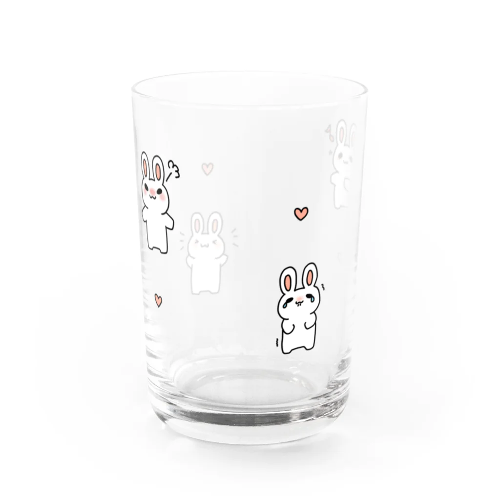 可愛いショップの喜怒哀楽うさぎ Water Glass :front