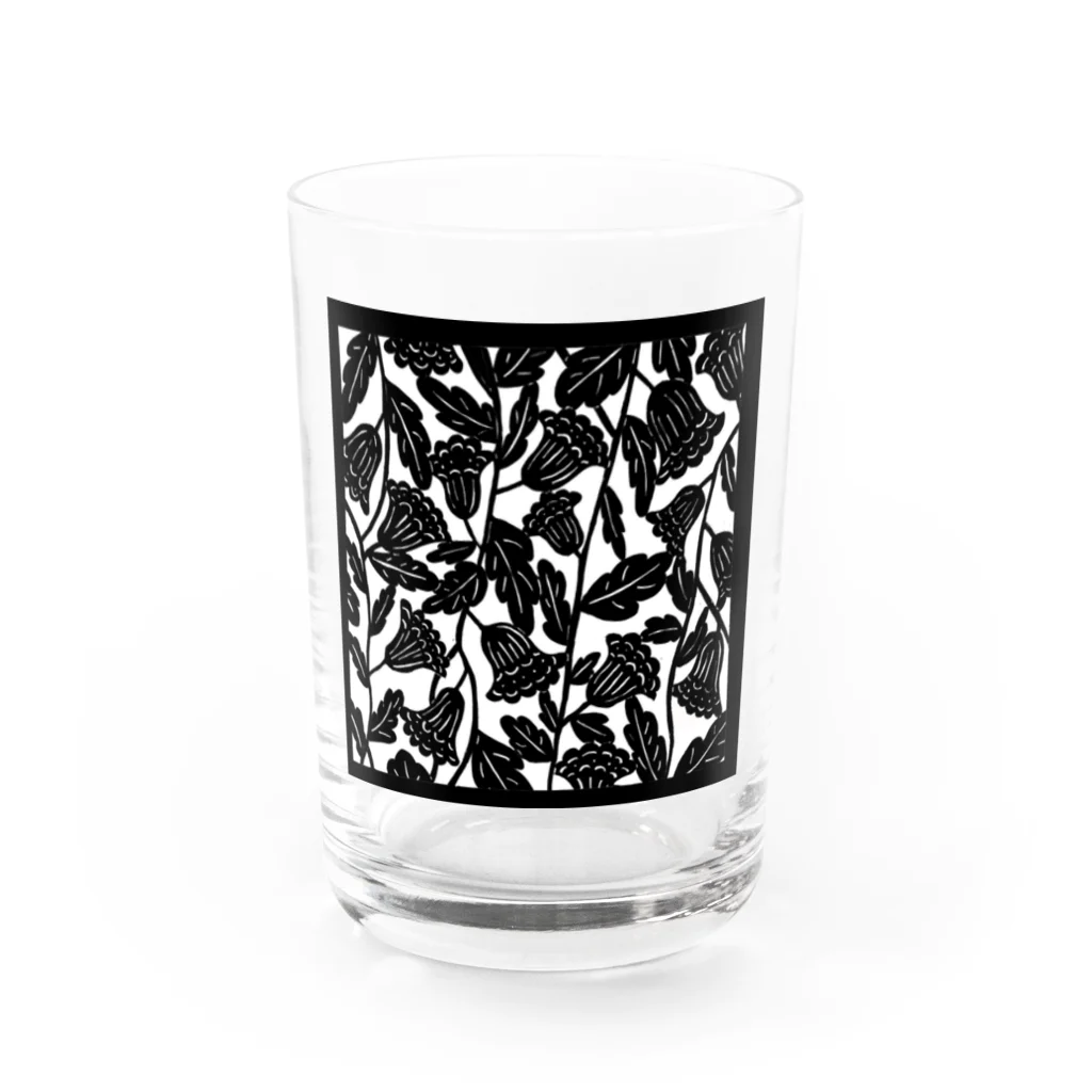 ttt125bの白黒　花　型紙 Water Glass :front