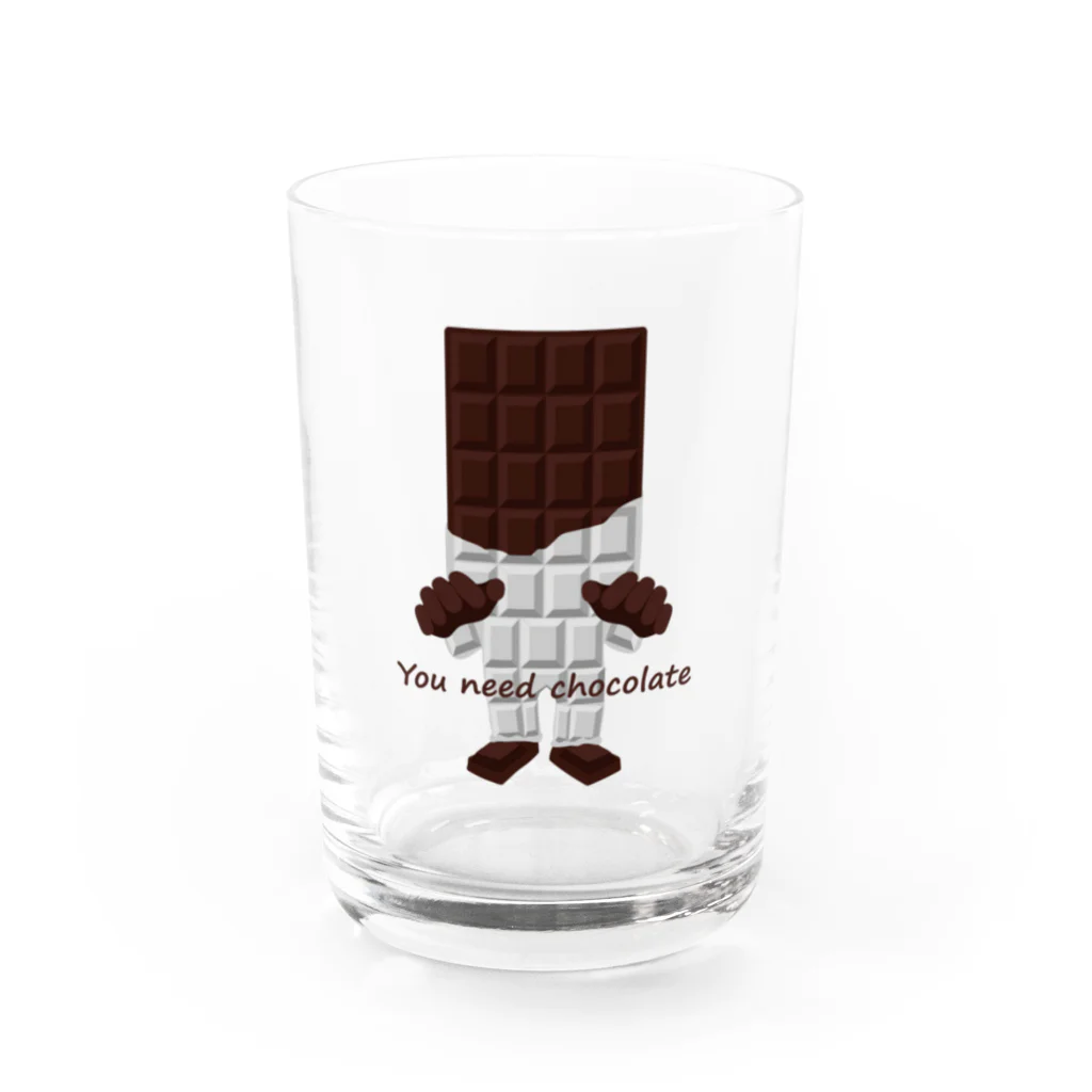 キッズモード某の板チョコ男 Water Glass :front