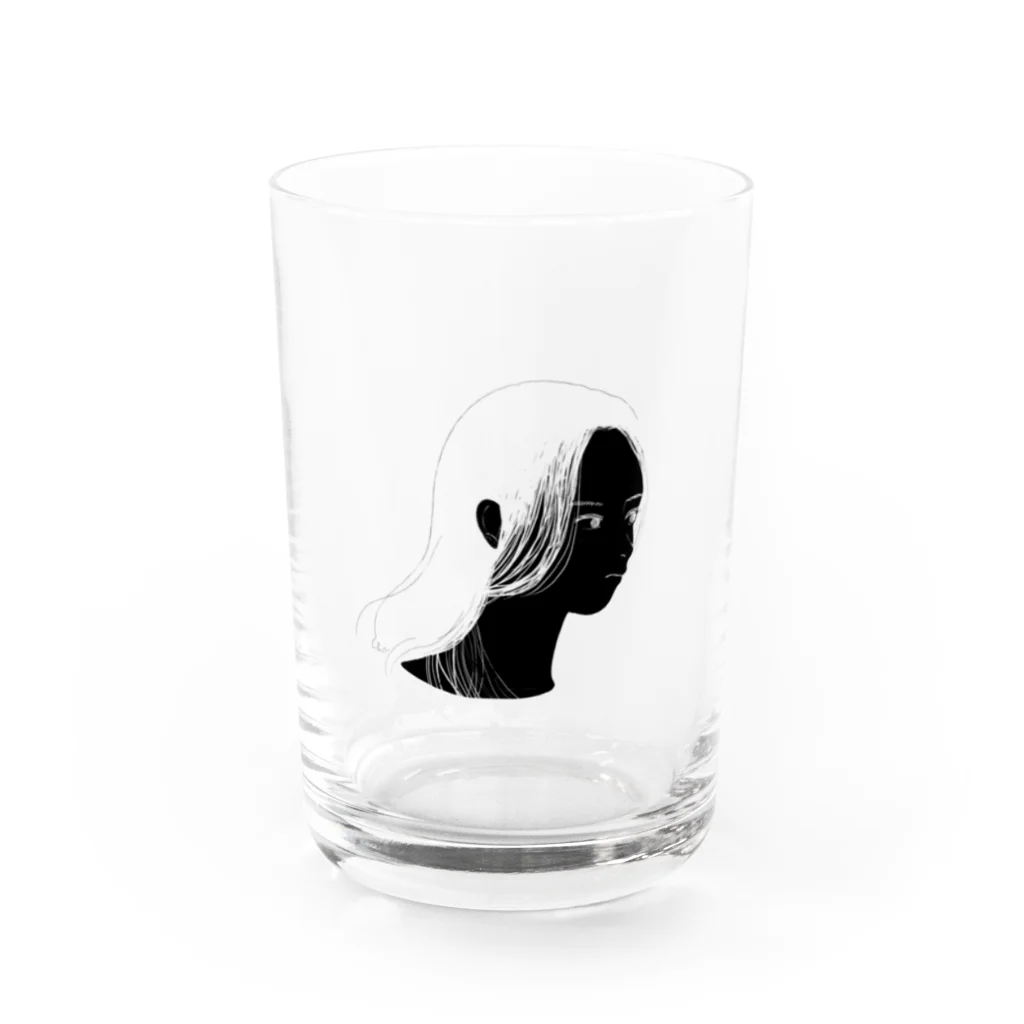 chona shopの黒い横顔2 Water Glass :front