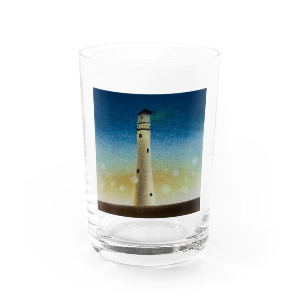 Pastel chachaの夜明けの灯台 Water Glass :front