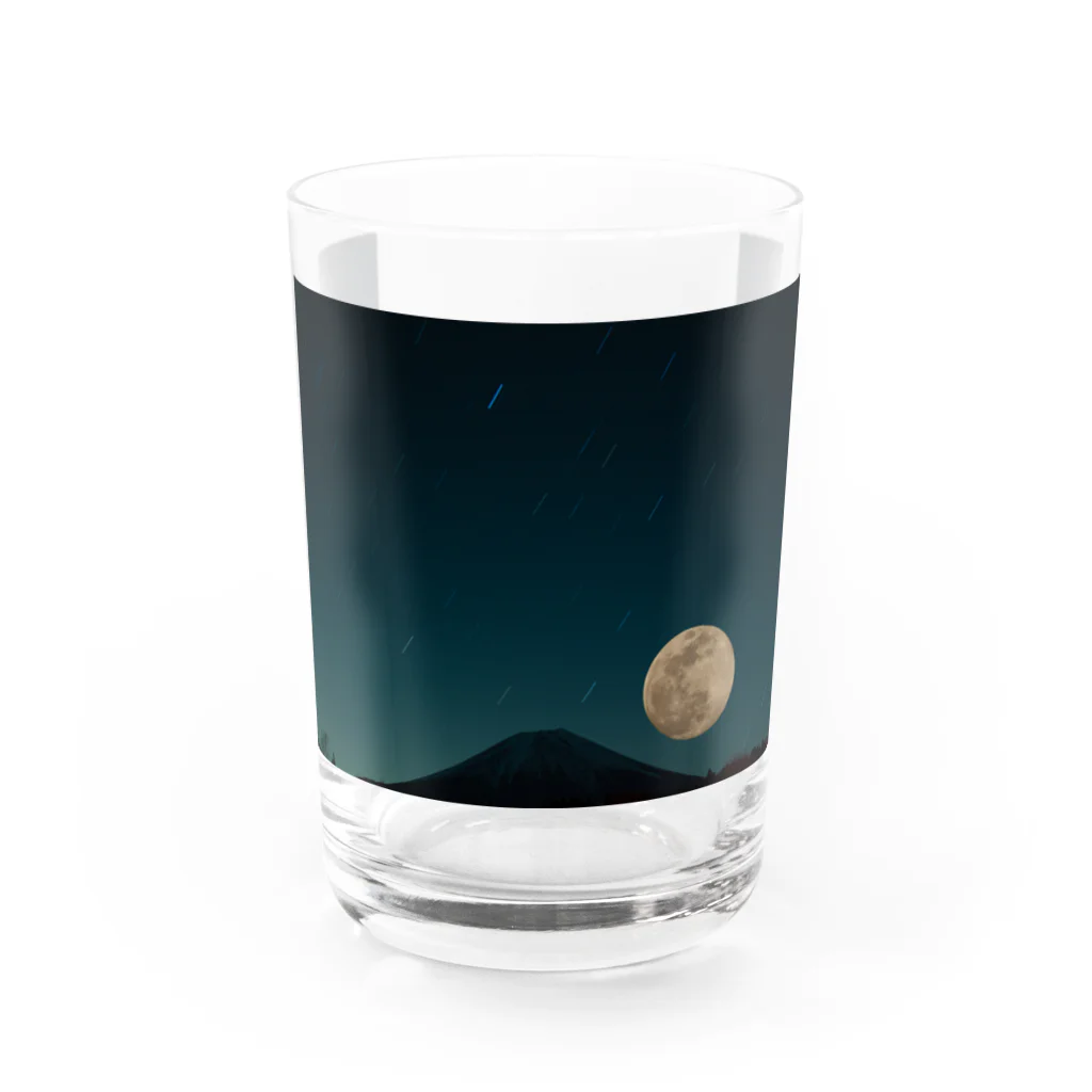 月と鼈の富士山と月 Water Glass :front