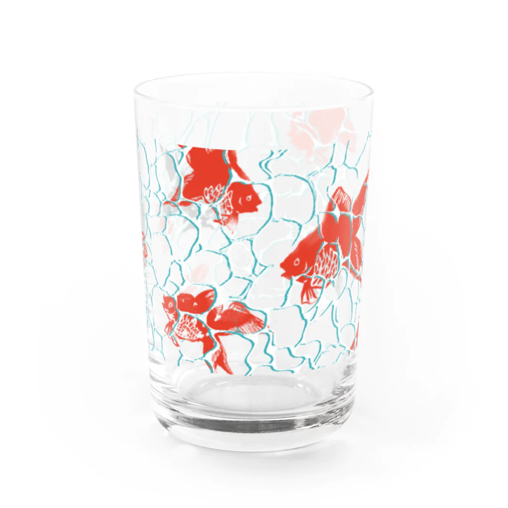 茶屋の揺らぐ金魚のグラス Water Glass :front