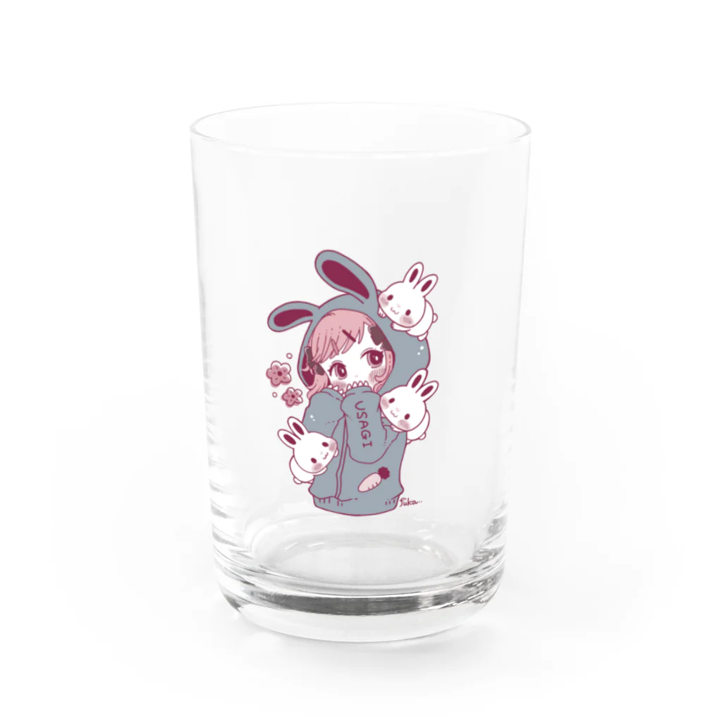 ふかみみショップのウサギパーカー子ちゃん Water Glass :front