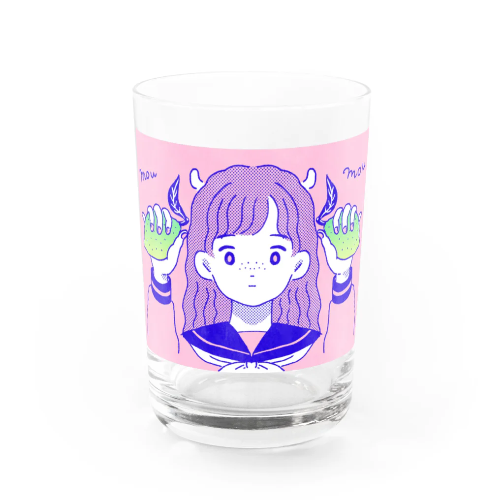 もももも桃もももももものレモンもちもちちゃん Water Glass :front